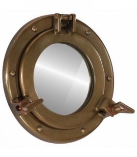 vidaXL Porthole Mirror Wall Hanging Ø23 cm Aluminium and Glass — Colour: brass, Size: Ø 23 cm
