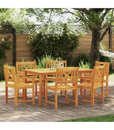 vidaXL Outdoor Bench 6 pcs Natural 56 x 55.5 x 90 cm Solid Acacia Wood — Model: Cross slatted