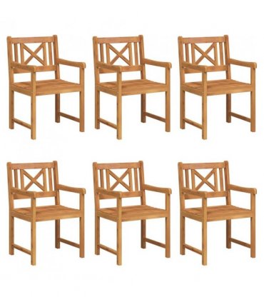 vidaXL Outdoor Bench 6 pcs Natural 56 x 55.5 x 90 cm Solid Acacia Wood — Model: Cross slatted
