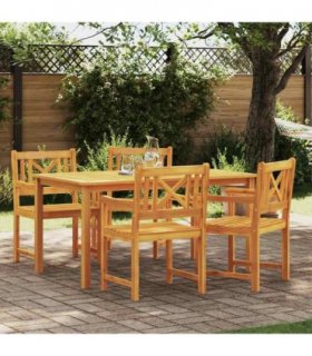 vidaXL Outdoor Bench 4 pcs Natural 56 x 55.5 x 90 cm Solid Acacia Wood — Model: Cross slatted