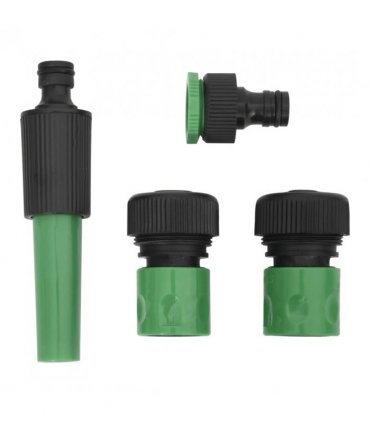 vidaXL Garden Hose with Fitting Set Green 0.5" 20 m PVC — Size: 20 m (0.5"), Model: with accessories