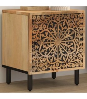 vidaXL Bedside Cabinet 40x33x46 cm Solid Wood Mango — Colour: Natural wood