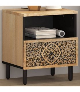 vidaXL Bedside Cabinet 40x33x46 cm Solid Wood Mango — Colour: Natural wood — V0671975132