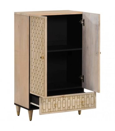 vidaXL Highboard 60x33x100 cm Solid Wood Mango — Colour: natural