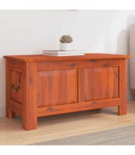 vidaXL Storage Chest with Lid Brown Solid Wood Acacia — Size: 90 x 45 x 47 cm