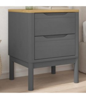 vidaXL Bedside Cabinet FLORO Grey 45x39x57 cm Solid Wood Pine