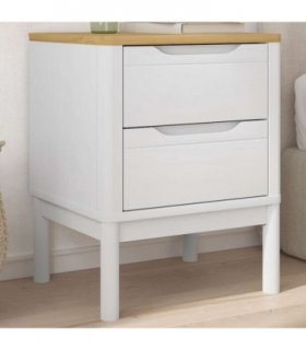 vidaXL Bedside Cabinet FLORO White 45x39x57 cm Solid Wood Pine