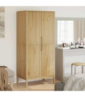 vidaXL Wardrobe FLORO Wax Brown 77x53x171 cm Solid Wood Pine