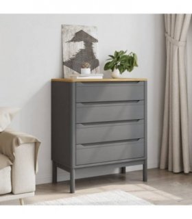 vidaXL Chest of Drawers FLORO Grey cm Solid Wood Pine