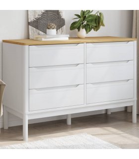 vidaXL Chest of Drawers FLORO White Solid Wood Pine — V0671975238