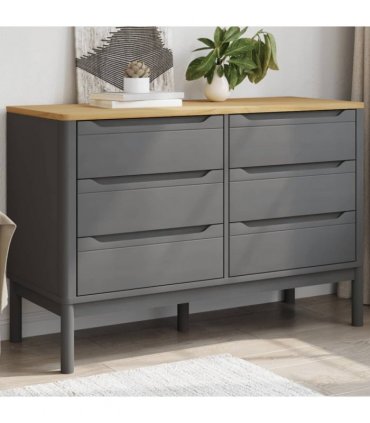 vidaXL Chest of Drawers FLORO Grey Solid Wood Pine