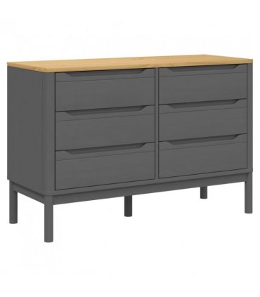 vidaXL Chest of Drawers FLORO Grey Solid Wood Pine