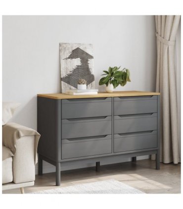 vidaXL Chest of Drawers FLORO Grey Solid Wood Pine