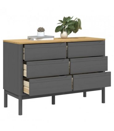 vidaXL Chest of Drawers FLORO Grey Solid Wood Pine