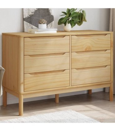 vidaXL Chest of Drawers FLORO Wax Brown Solid Wood Pine — V0671975240