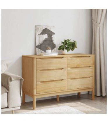 vidaXL Chest of Drawers FLORO Wax Brown Solid Wood Pine — V0671975240