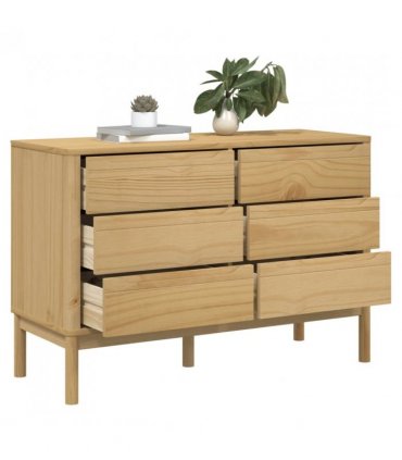 vidaXL Chest of Drawers FLORO Wax Brown Solid Wood Pine — V0671975240