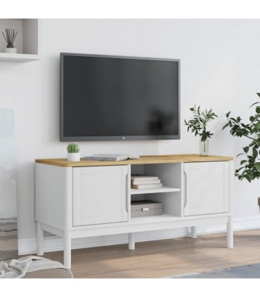 vidaXL TV Cabinet FLORO White 114x43x55 cm Solid Wood Pine