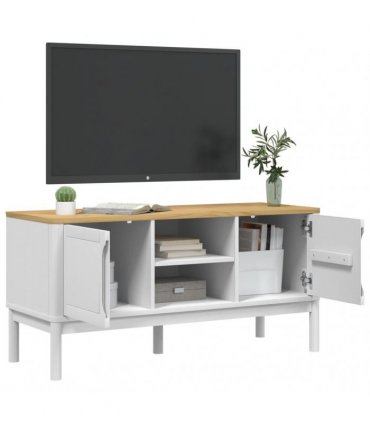 vidaXL TV Cabinet FLORO White 114x43x55 cm Solid Wood Pine