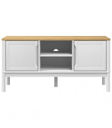 vidaXL TV Cabinet FLORO White 114x43x55 cm Solid Wood Pine