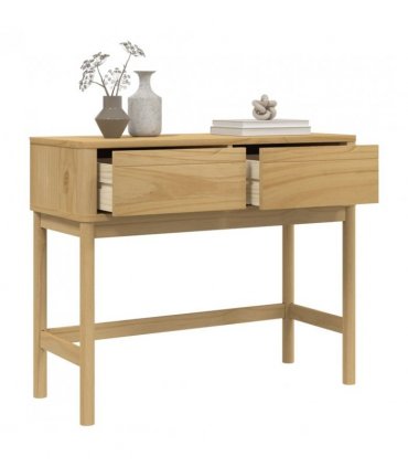 vidaXL Console Table FLORO Wax Brown 89.5x36.5x73 cm Solid Wood Pine