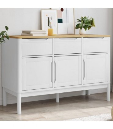 vidaXL Sideboard FLORO White 114x43x74 cm Solid Wood Pine