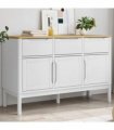 vidaXL Sideboard FLORO White 114x43x74 cm Solid Wood Pine