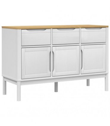 vidaXL Sideboard FLORO White 114x43x74 cm Solid Wood Pine