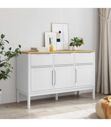 vidaXL Sideboard FLORO White 114x43x74 cm Solid Wood Pine