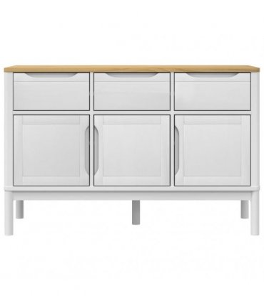 vidaXL Sideboard FLORO White 114x43x74 cm Solid Wood Pine