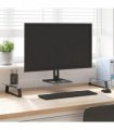 vidaXL Monitor Stand Black 100x35x8 cm Tempered Glass and Metal — Size: 100 x 35 x 8 cm