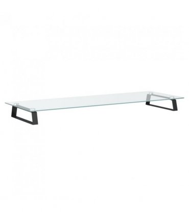 vidaXL Monitor Stand Black 100x35x8 cm Tempered Glass and Metal — Size: 100 x 35 x 8 cm