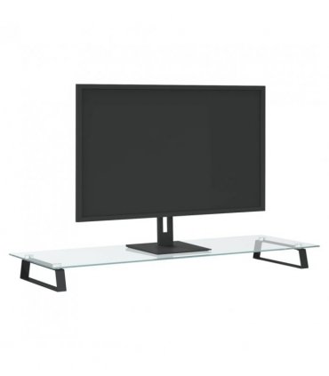 vidaXL Monitor Stand Black 100x35x8 cm Tempered Glass and Metal — Size: 100 x 35 x 8 cm