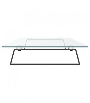 vidaXL Monitor Stand Black 100x35x8 cm Tempered Glass and Metal — Size: 100 x 35 x 8 cm