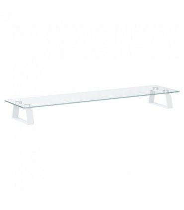 vidaXL Monitor Stand White 80x20x8 cm Tempered Glass and Metal — Size: 80 x 20 x 8 cm