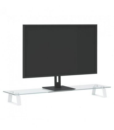 vidaXL Monitor Stand White 80x20x8 cm Tempered Glass and Metal — Size: 80 x 20 x 8 cm