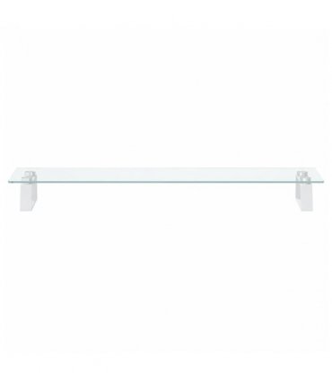 vidaXL Monitor Stand White 80x20x8 cm Tempered Glass and Metal — Size: 80 x 20 x 8 cm
