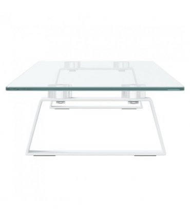 vidaXL Monitor Stand White 80x20x8 cm Tempered Glass and Metal — Size: 80 x 20 x 8 cm