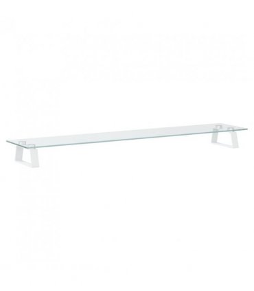 vidaXL Monitor Stand White 100x20x8 cm Tempered Glass and Metal — Size: 100 x 20 x 8 cm