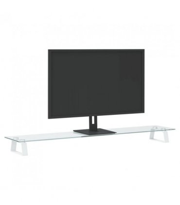 vidaXL Monitor Stand White 100x20x8 cm Tempered Glass and Metal — Size: 100 x 20 x 8 cm