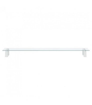 vidaXL Monitor Stand White 100x20x8 cm Tempered Glass and Metal — Size: 100 x 20 x 8 cm