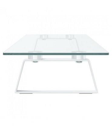 vidaXL Monitor Stand White 100x20x8 cm Tempered Glass and Metal — Size: 100 x 20 x 8 cm