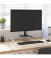 vidaXL Monitor Stand White 80x35x8 cm Tempered Glass and Metal — Size: 80 x 35 x 8 cm