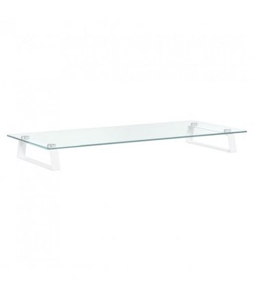 vidaXL Monitor Stand White 80x35x8 cm Tempered Glass and Metal — Size: 80 x 35 x 8 cm