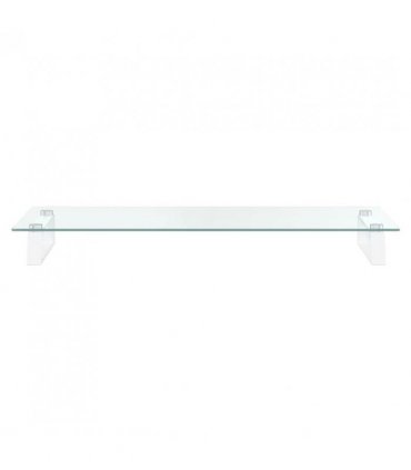 vidaXL Monitor Stand White 80x35x8 cm Tempered Glass and Metal — Size: 80 x 35 x 8 cm