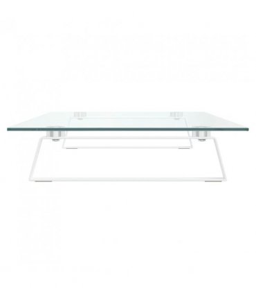 vidaXL Monitor Stand White 80x35x8 cm Tempered Glass and Metal — Size: 80 x 35 x 8 cm