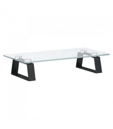 vidaXL Monitor Stand Black 40x20x8 cm Tempered Glass and Metal — Size: 40 x 20 x 8 cm