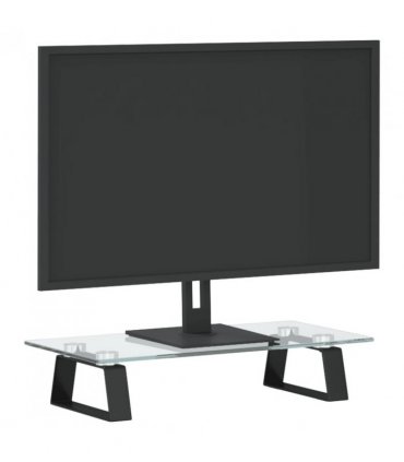 vidaXL Monitor Stand Black 40x20x8 cm Tempered Glass and Metal — Size: 40 x 20 x 8 cm