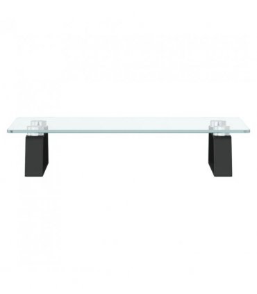 vidaXL Monitor Stand Black 40x20x8 cm Tempered Glass and Metal — Size: 40 x 20 x 8 cm