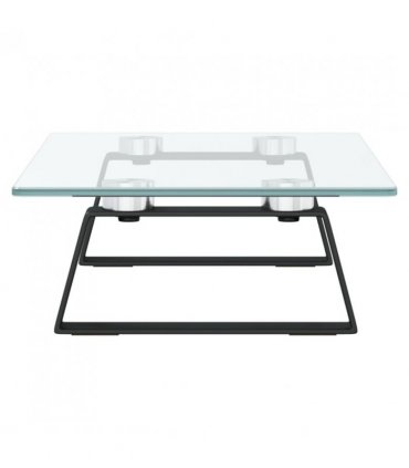 vidaXL Monitor Stand Black 40x20x8 cm Tempered Glass and Metal — Size: 40 x 20 x 8 cm